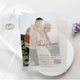 エレガントクラシックレッド&深いブルー結婚ズ ベラム紙招待状