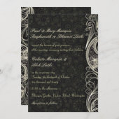 エレガントクラシックレースのようペイズリーフローラ結婚インディアン 招待状 (正面/裏面)
