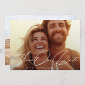 エレガントクラシックロマンチックなフルブリード結婚写真 セーブザデート (正面/裏面)