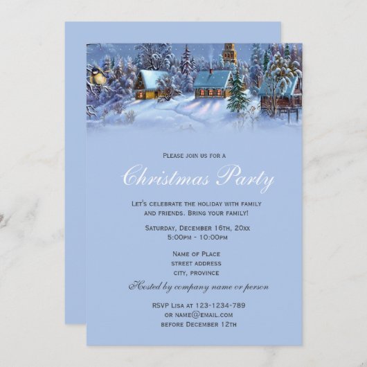 エレガントクラシックヴィンテージのクリスマス 招待状 (正面/裏面)