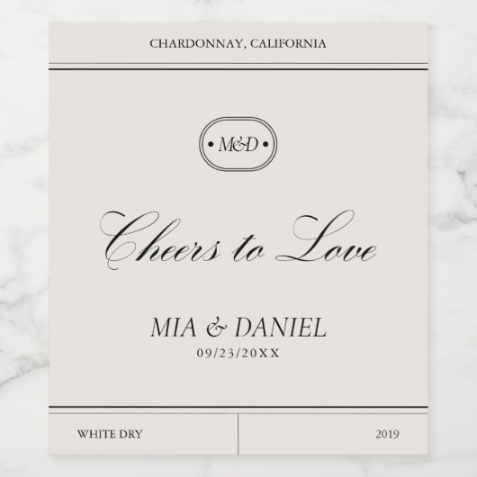 エレガントクラシックヴィンテージウェディング ワインラベル (シングルラベル)