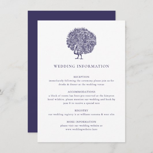 エレガントクラシックヴィンテージピーコッ結婚ク詳細 エンクロージャーカード (正面/裏面)