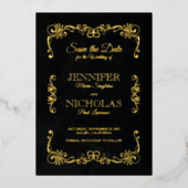 エレガントクラシックヴィンテージフォーマル結婚s 箔招待状 (正面)