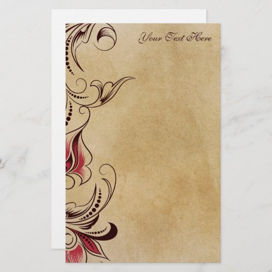 エレガントクラシックヴィンテージフローラ固定 便箋 (正面/裏面)