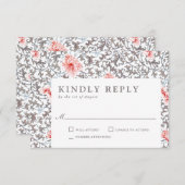 エレガントクラシックヴィンテージボタ結婚ニカル 出欠カード (正面/裏面)