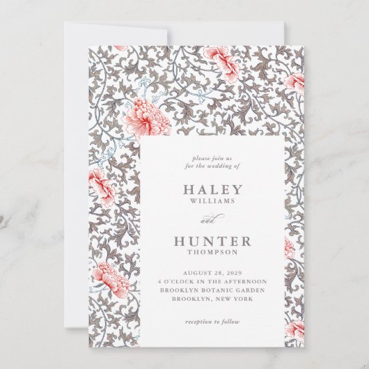 エレガントクラシックヴィンテージボタ結婚ニカル 招待状 (正面)