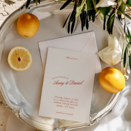 エレガントクラシックヴィンテージレッド&アイボリー結婚ズ 招待状