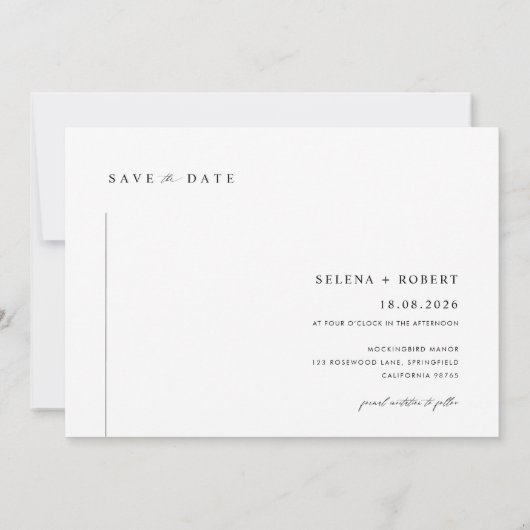 エレガントクラシック写真結婚式 招待状 (裏面)