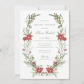 エレガントクラシック冬の緑ブライダルシャワー 招待状 (正面)