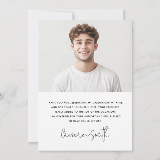 エレガントクラシック卒業年写真卒業生 サンキューカード (裏面)