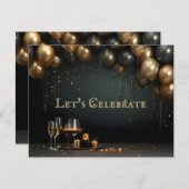 エレガントクラシック大晦日パーティー招待状 招待状 (正面/裏面)