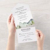 エレガントクラシック山林ウォーター結婚カラー オールインワン招待状 (貼ってはがせる)