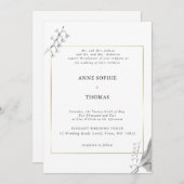 エレガントクラシック春リリー・オブ・バレー・金ゴールド結婚ズ 招待状 (正面/裏面)