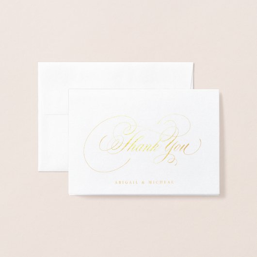 エレガントクラシック書ヴィンテージ感謝していユー 箔カード (封筒付き正面)