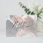 エレガントクラシック書写真ウェディングRSVP車 出欠カード (スタンド正面)