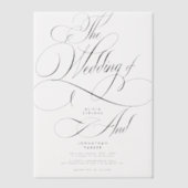 エレガントクラシック書結婚のオーバーレイ ベラム紙招待状 (正面)