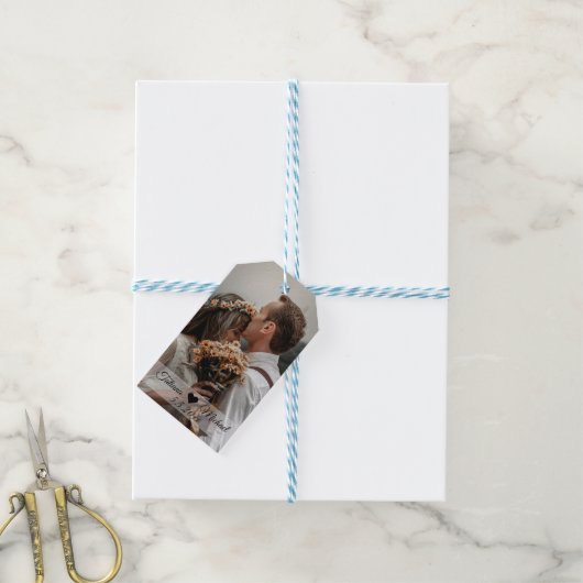 エレガントクラシック書結婚の写真 ギフトタグ (より糸付き)