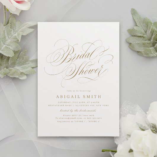 エレガントクラシック書道ヴィンテージブライダルシャワー 招待状
