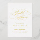 エレガントクラシック書道ヴィンテージブライダルシャワー 箔招待状 (正面)