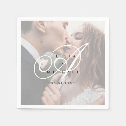 エレガントクラシック書道ヴィンテージ結婚式 スタンダードカクテルナプキン (正面)