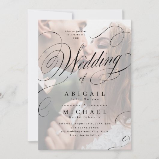 エレガントクラシック書道結婚写真のinvitat 招待状 (正面)