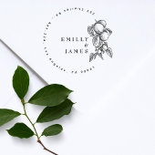 エレガントクラシック植物性オレンジ結婚カップル ラバースタンプ