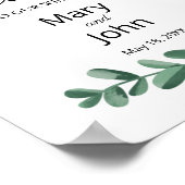 エレガントクラシック水の色の緑の葉結婚の ポスター (角)