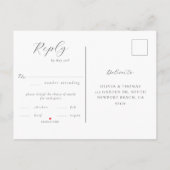 エレガントクラシック水カラービーチ結婚式ミールRSVP インビテーションポストカード (裏面)