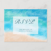 エレガントクラシック水カラービーチ結婚式ミールRSVP インビテーションポストカード (正面)
