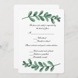 エレガントクラシック水色の緑の葉反応 招待状