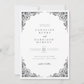 エレガントクラシック洗練された写真結婚の 招待状 (正面)