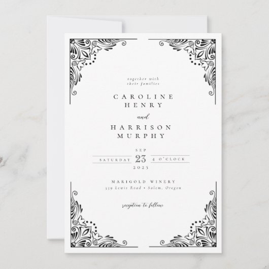 エレガントクラシック洗練された写真結婚の 招待状 (正面)