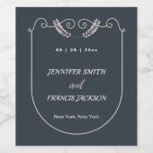 エレガントクラシック海軍と赤面ピンク結婚ス ワインラベル (シングルラベル)