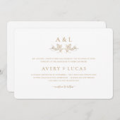エレガントクラシック白と金ゴールド結婚の 招待状 (正面/裏面)