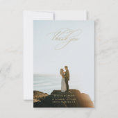 エレガントクラシック白のカップル結婚写真 サンキューカード (正面)