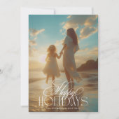 エレガントクラシック白クリスマス書道写真 シーズンカード (正面)