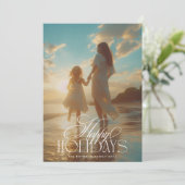 エレガントクラシック白クリスマス書道写真 シーズンカード (スタンド正面)