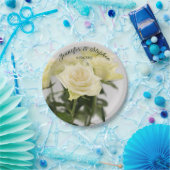 エレガントクラシック白バラ結婚花 ペーパープレート (パーティー)