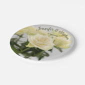 エレガントクラシック白バラ結婚花 ペーパープレート (アングル)