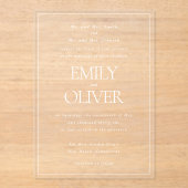 エレガントクラシック白フレームホワイトオーバーレイ結婚ズ アクリル招待状 (正面)