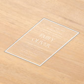 エレガントクラシック白フレームホワイトオーバーレイ結婚ズ アクリル招待状 (レイダウン)