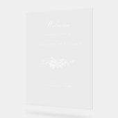 エレガントクラシック白フローラ歓迎 アクリルサイン (傾斜)