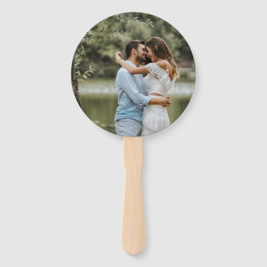 エレガントクラシック白モノグラムカップル写真 ハンドファン (裏面)