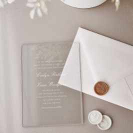 エレガントクラシック白結婚文字 アクリル招待状