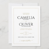 エレガントクラシック白金ゴールドモノワ結婚ーのInvi 招待状 (正面)