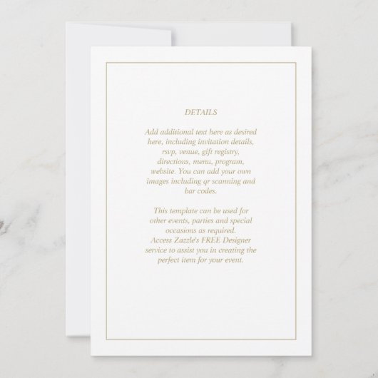 エレガントクラシック白金ゴールドモノワ結婚ーのInvi 招待状 (裏面)