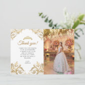エレガントクラシック白金ゴールド写真キンセアニラ サンキューカード (スタンド正面)