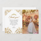 エレガントクラシック白金ゴールド写真キンセアニラ サンキューカード (正面/裏面)