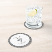 エレガントクラシック白黒ハンドドロー結婚ズ ラウンドペーパーコースター (インサイチュ)