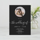 エレガントクラシック白黒フォトスク結婚リプト 招待状 (スタンド正面)